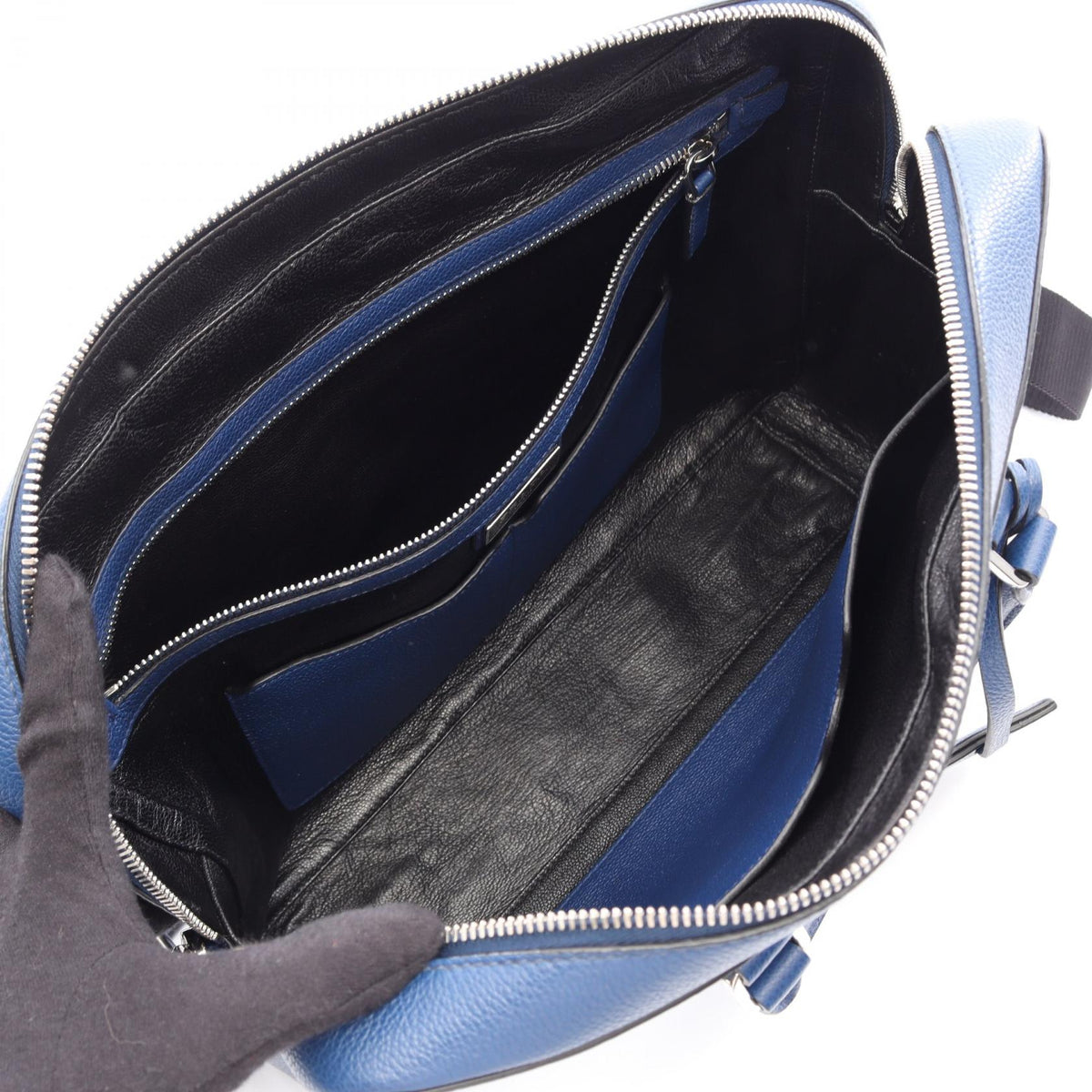 Preloved PRADA VITELLO GRAIN 2WAY Briefcase Blue leather 2121500001767