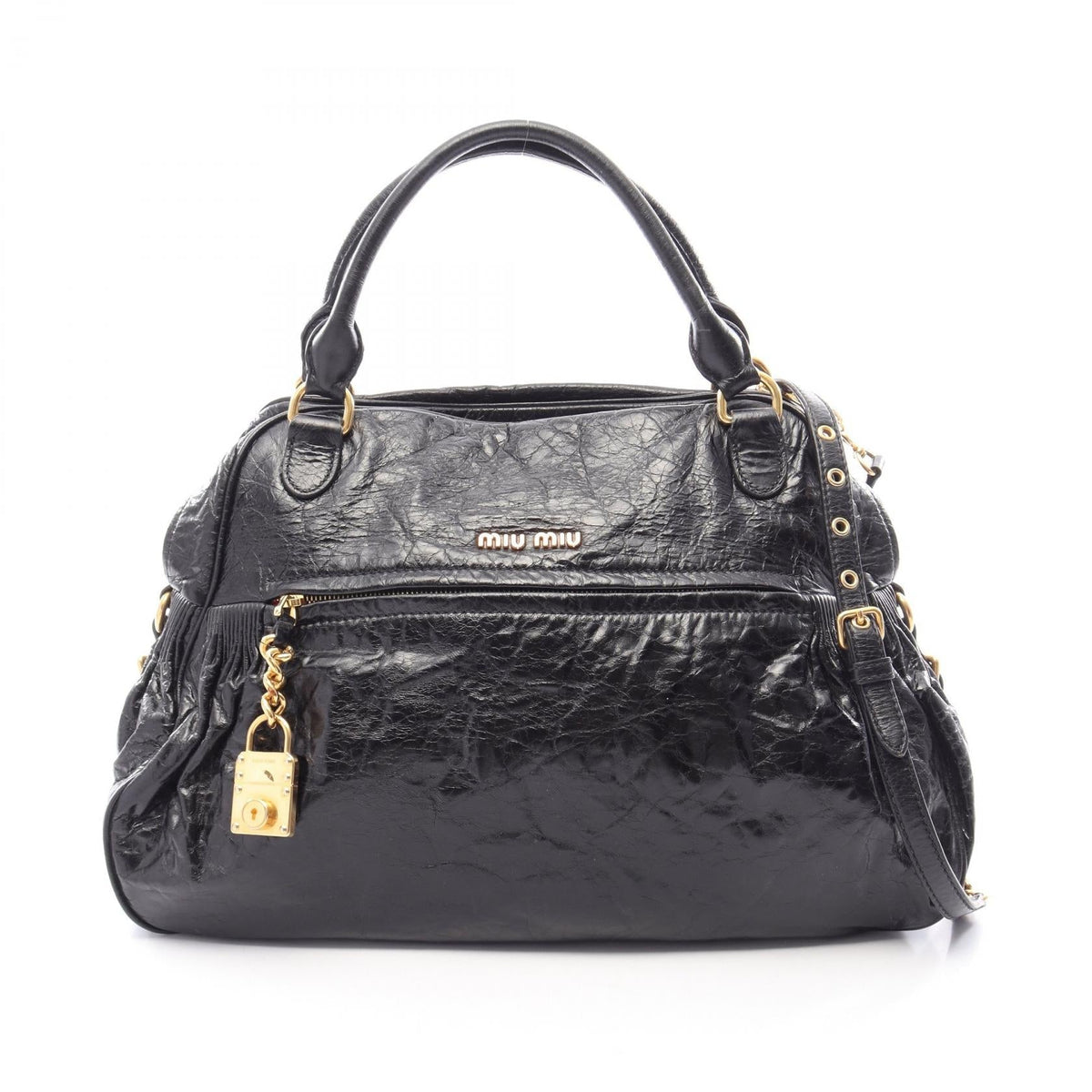 Preloved Miu Miu 2WAY Handbag Black leather 2120800037070
