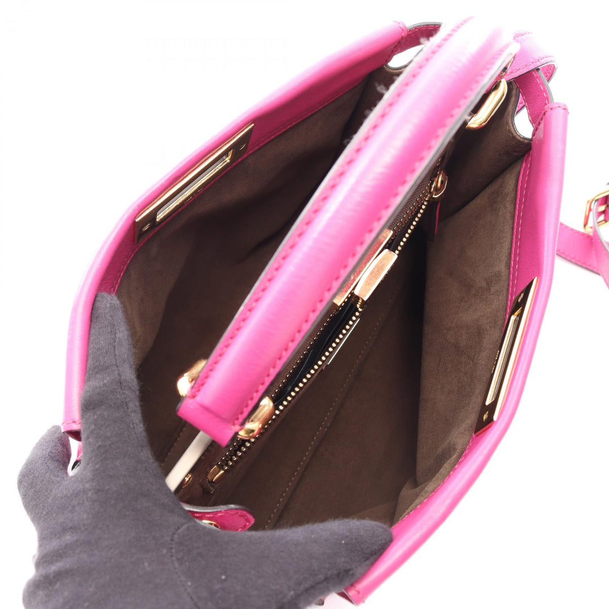 Preloved FENDI Peekaboo Regular 2WAY Handbag Pink leather 8BN2903ZM 2101220184124