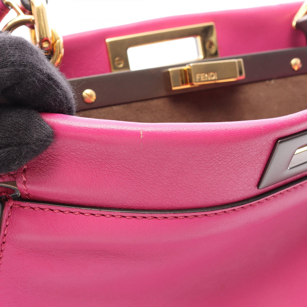 Preloved FENDI Peekaboo Regular 2WAY Handbag Pink leather 8BN2903ZM 2101220184124