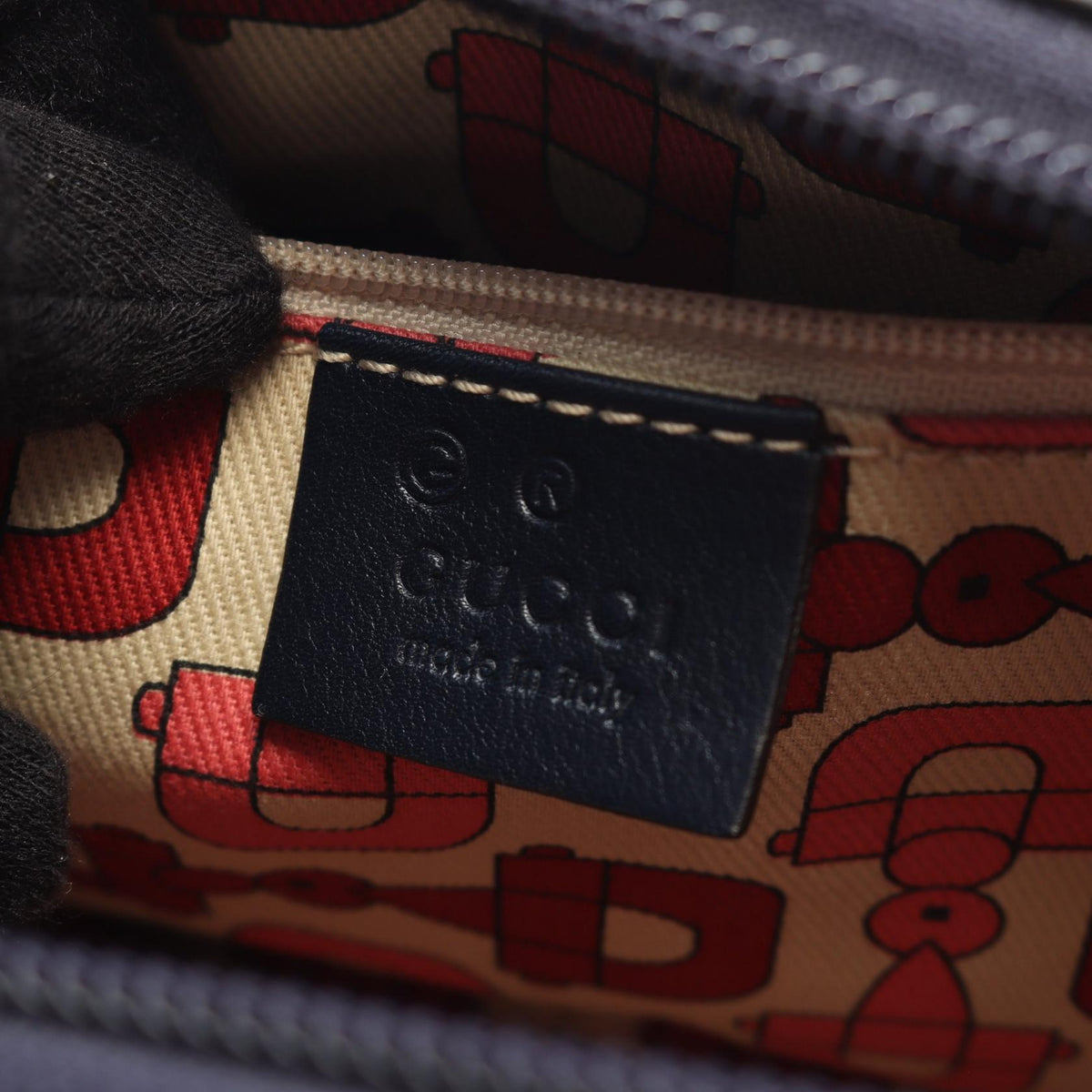 Preloved GUCCI Handbag Navy canvas×leather 263757 2101220288457