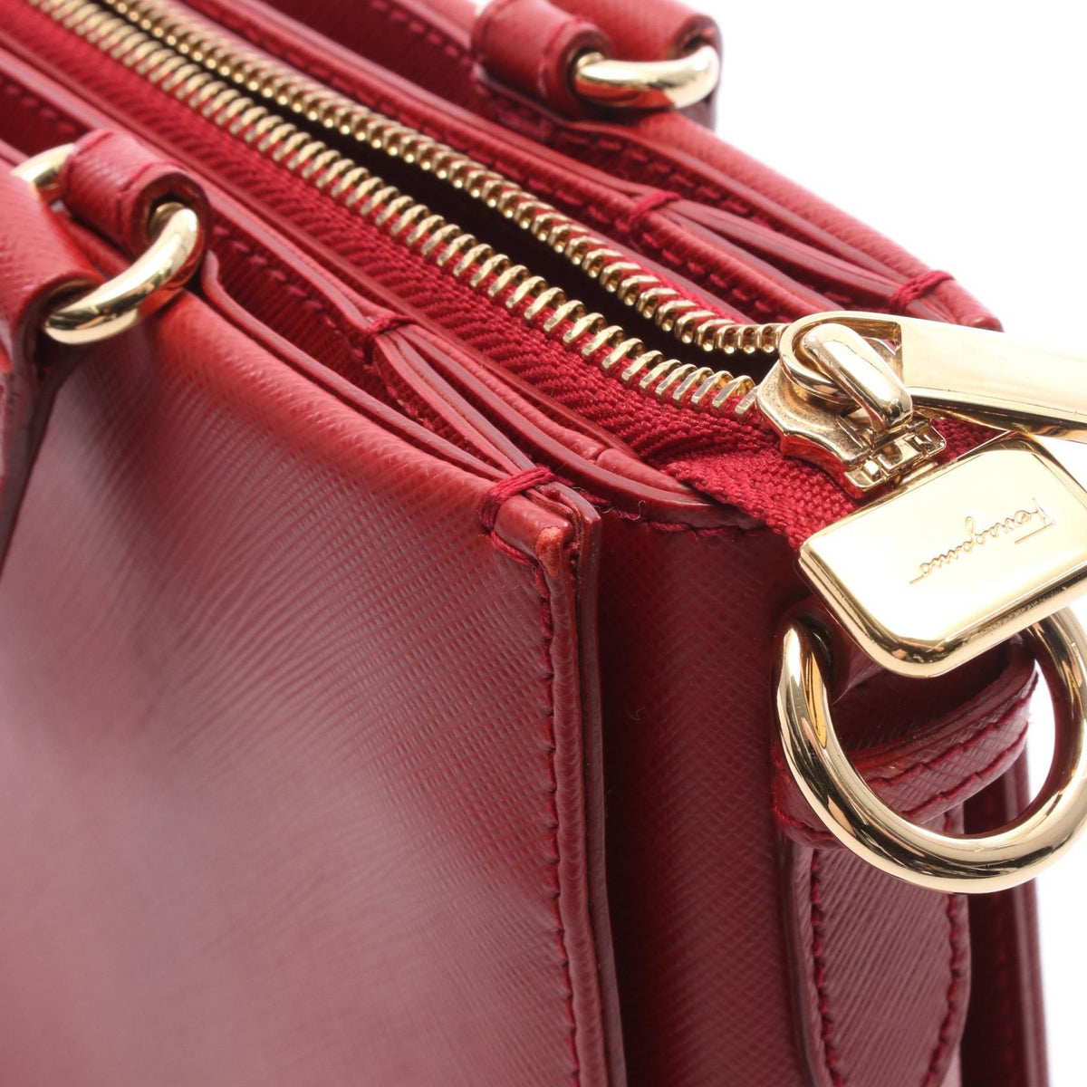 Preloved Salvatore Ferragamo Vala Ribbon 2WAY Handbag Red leather 2101220286927