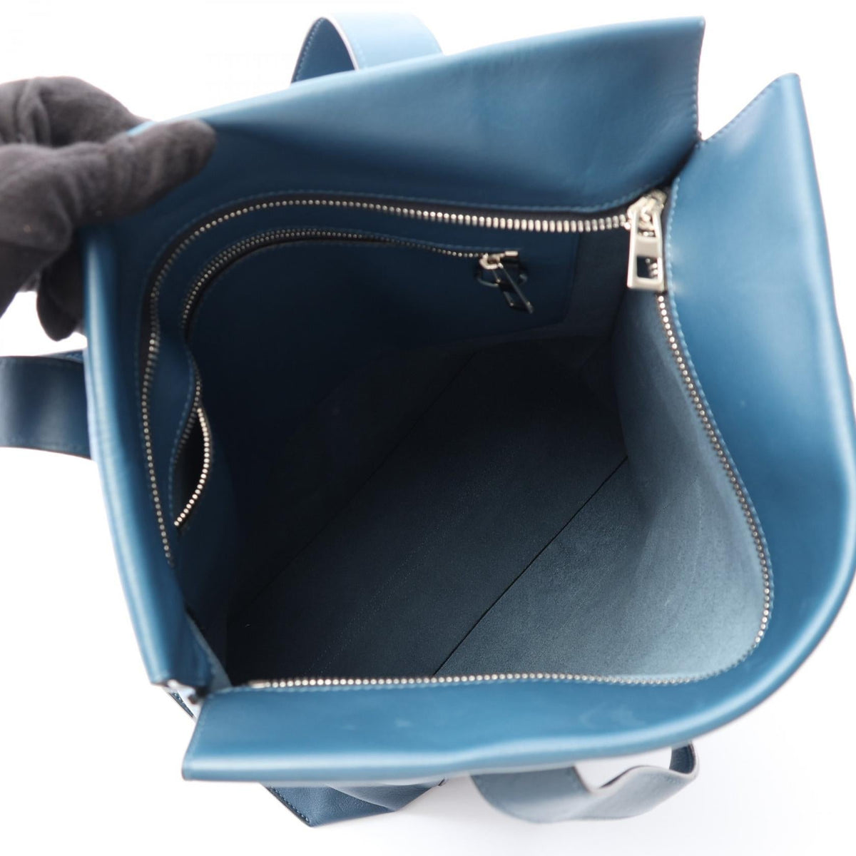 Preloved LOEWE Anagram shopper Tote Bag Blue leather 2101220281120