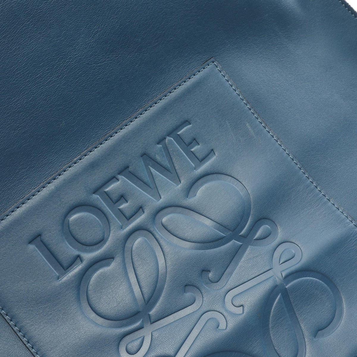 Preloved LOEWE Anagram shopper Tote Bag Blue leather 2101220281120