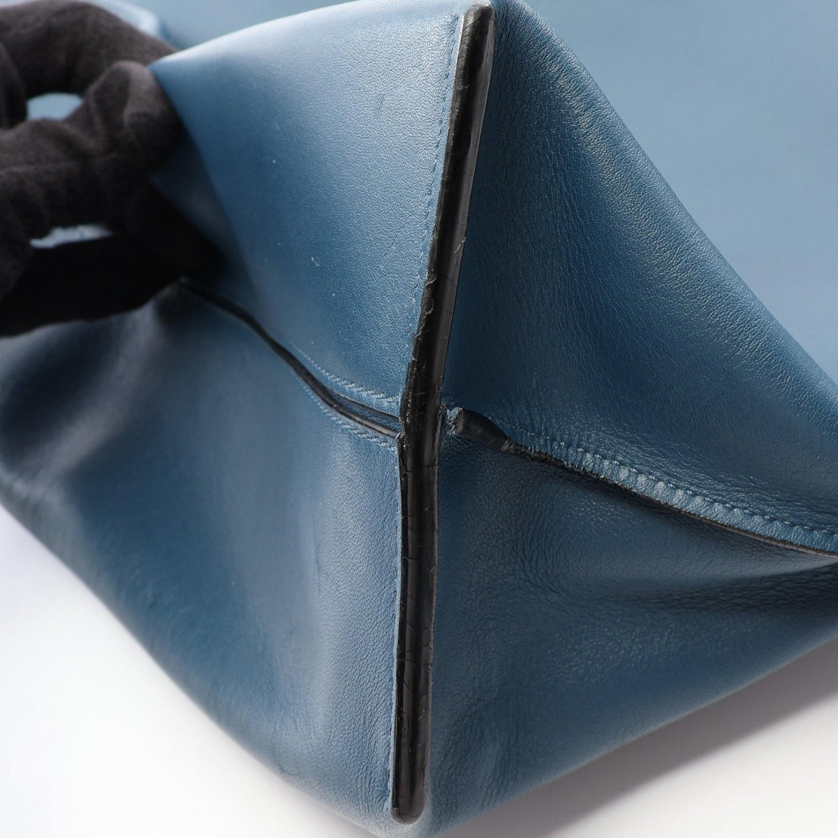 Preloved LOEWE Anagram shopper Tote Bag Blue leather 2101220281120