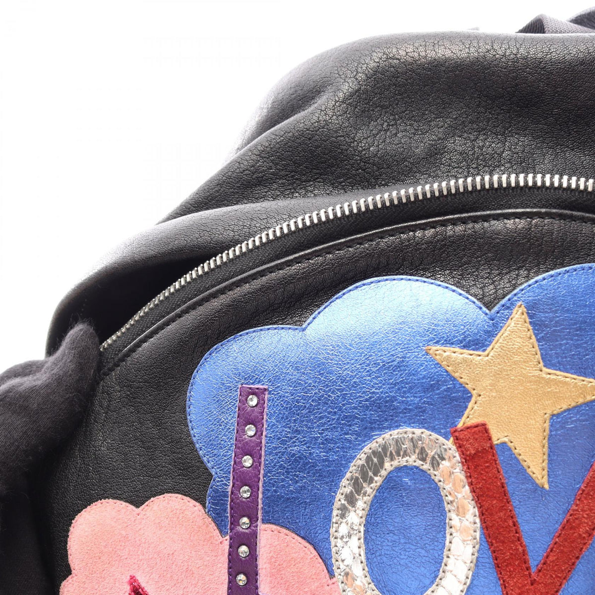 Preloved SAINT LAURENT PARIS YSL SAC CITY Rucksack Backpack Black/Multicolor leather×canvas 2101220281168
