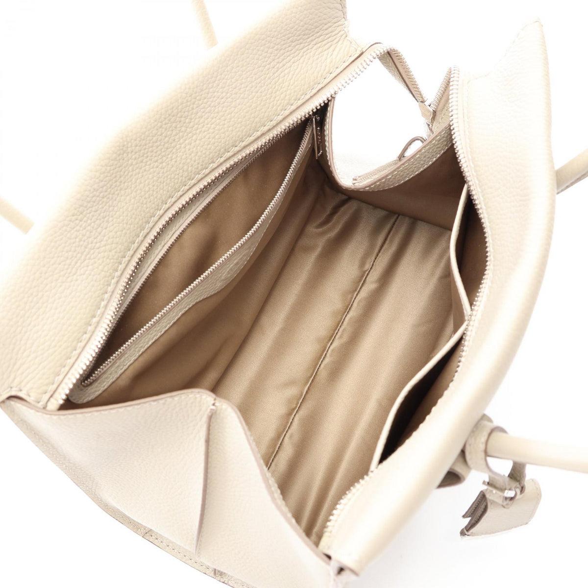 Preloved TOD'S NOTE SHOPPING DUE MANICI ZIP Tote Bag Beige leather 2120900146139