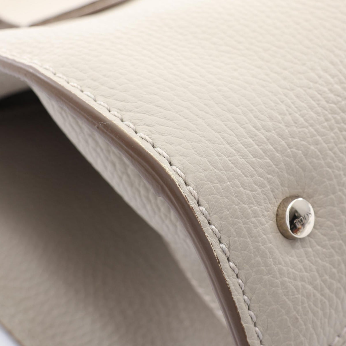 Preloved TOD'S NOTE SHOPPING DUE MANICI ZIP Tote Bag Beige leather 2120900146139