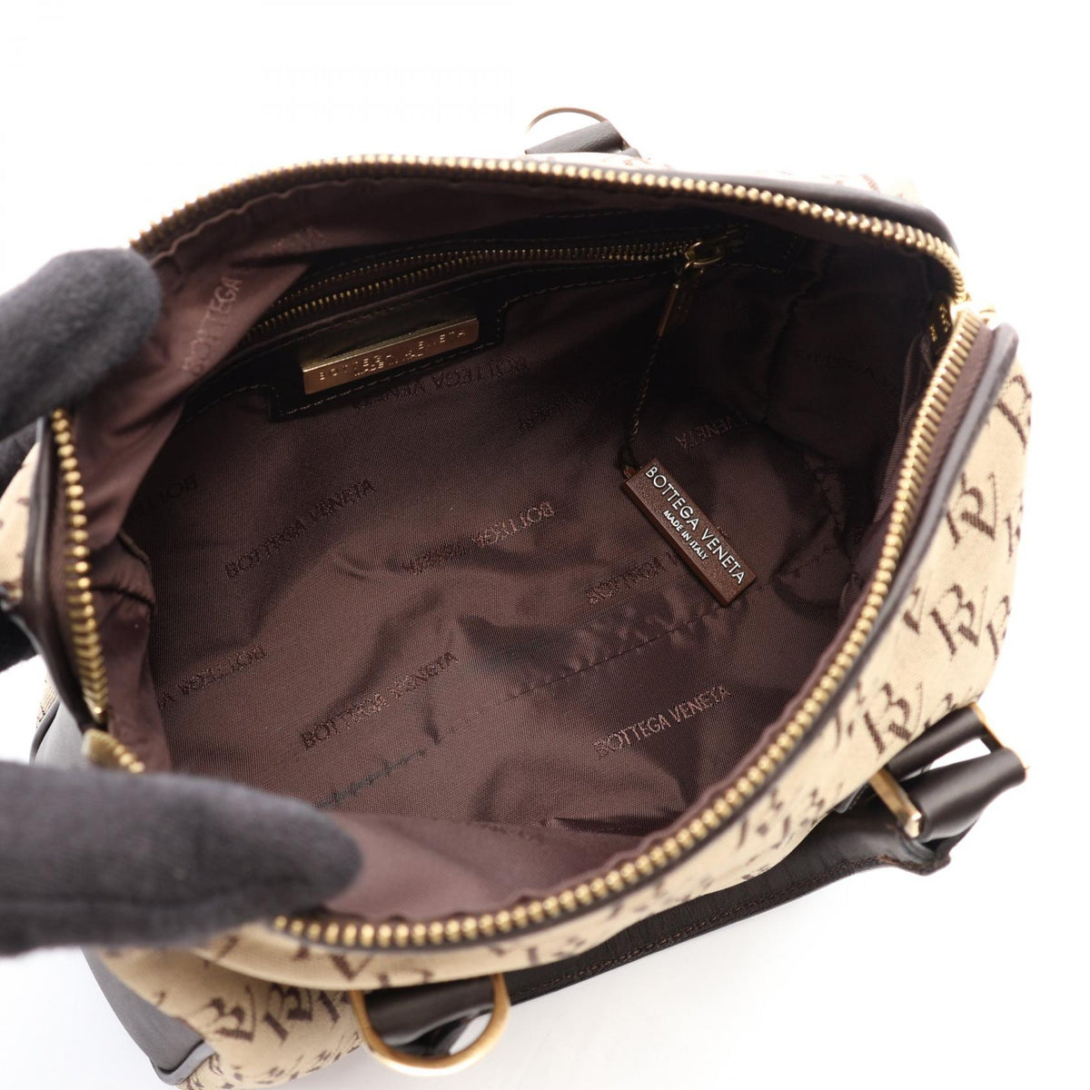 Preloved BOTTEGA VENETA 2WAY Handbag Beige/Brown canvas×leather 2101220174620
