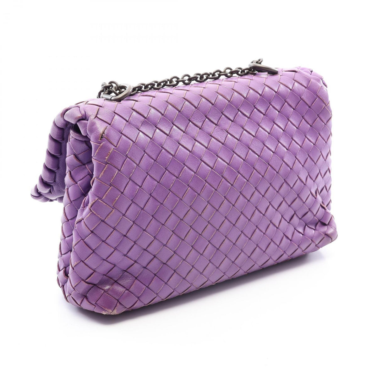 Preloved BOTTEGA VENETA Olympia Intrecciato Shoulder Bag Purple leather 2101220048976