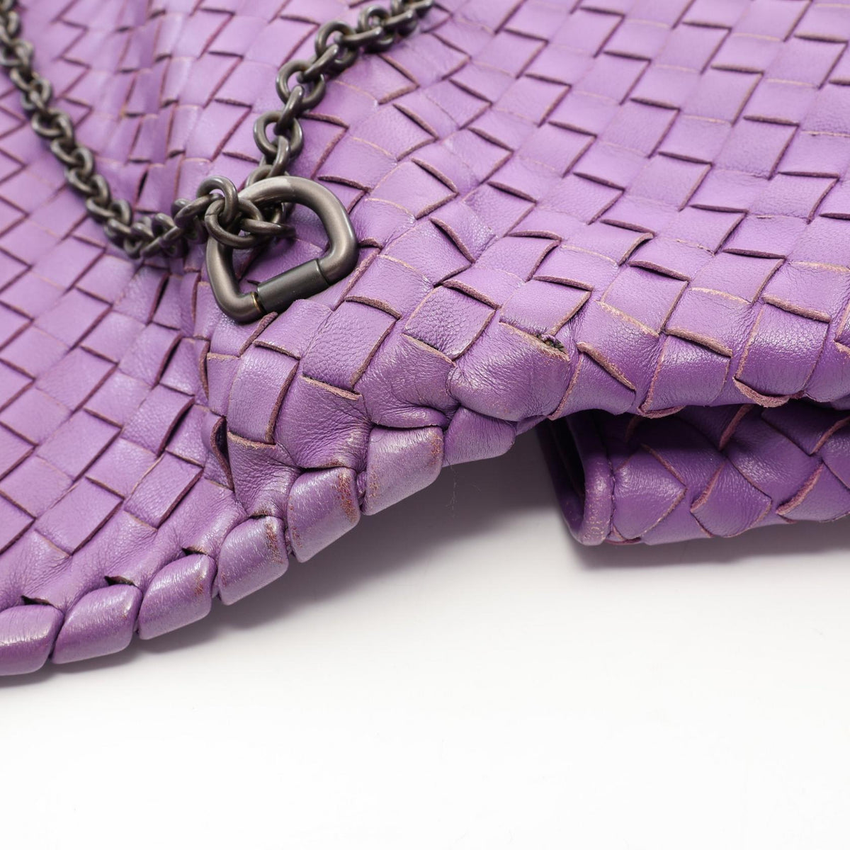 Preloved BOTTEGA VENETA Olympia Intrecciato Shoulder Bag Purple leather 2101220048976