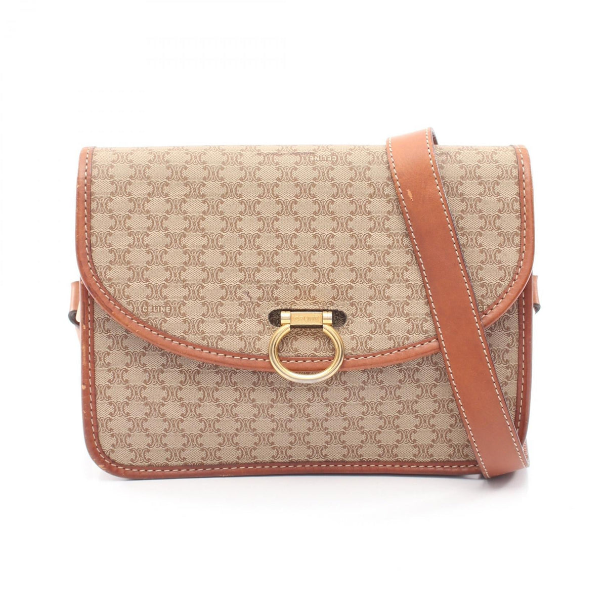 Preloved CELINE Macadam Shoulder Bag Beige/Brown PVC coated canvas×leather 2101219862774