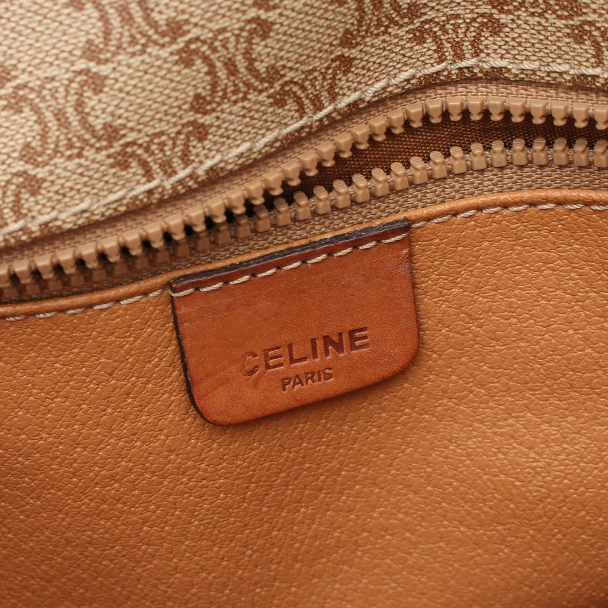 Preloved CELINE Macadam Shoulder Bag Beige/Brown PVC coated canvas×leather 2101219862774