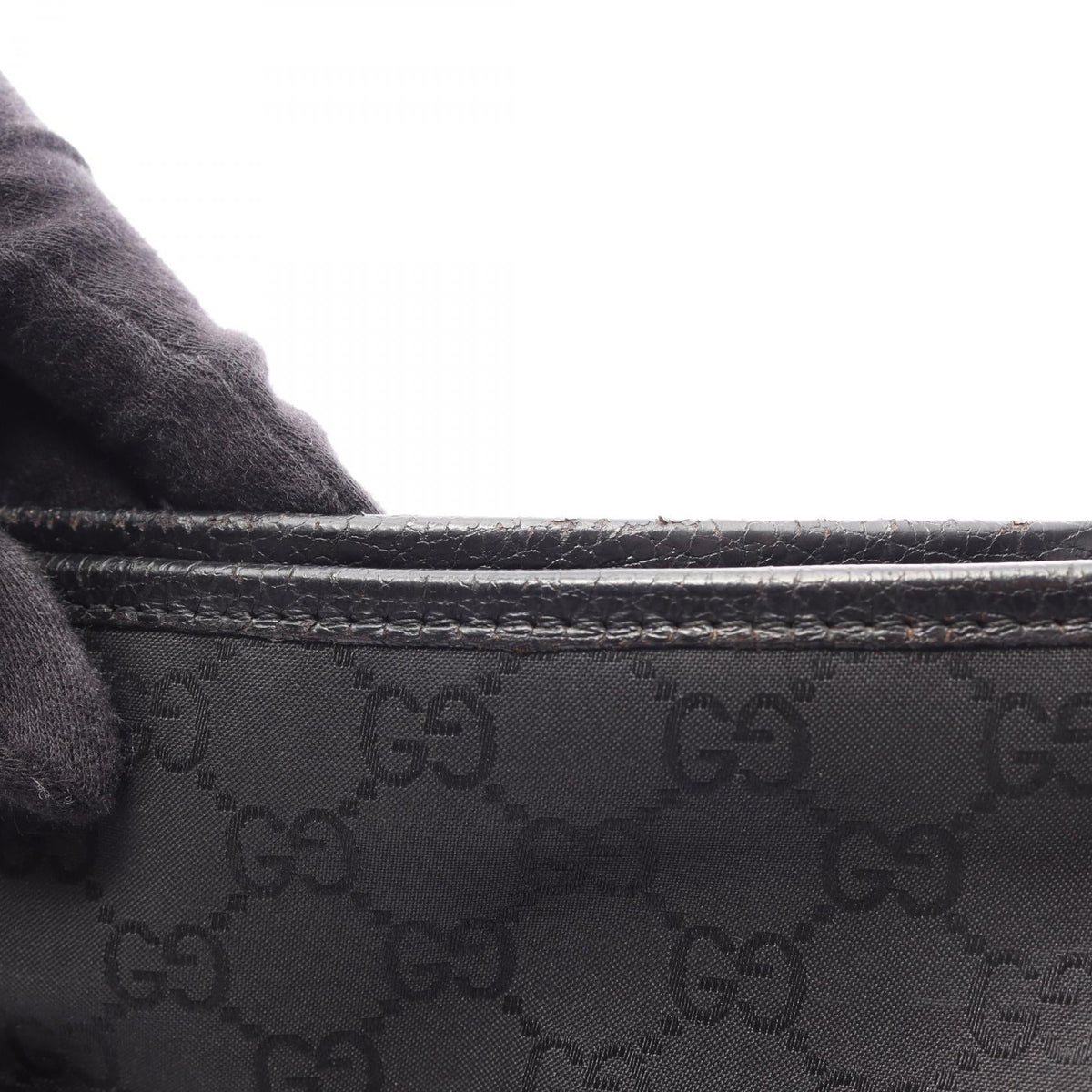 Preloved GUCCI GG pattern Abbey Shoulder Bag Black Nylon×leather 268642 2101219862217