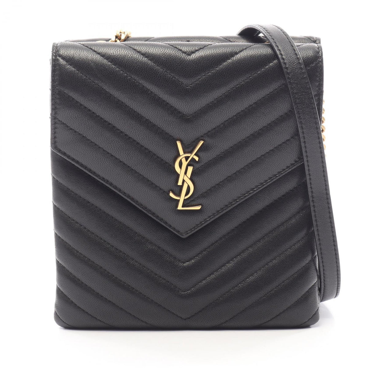 Preloved SAINT LAURENT PARIS YSL logo Shoulder Bag Black leather 5672718 2101220084844