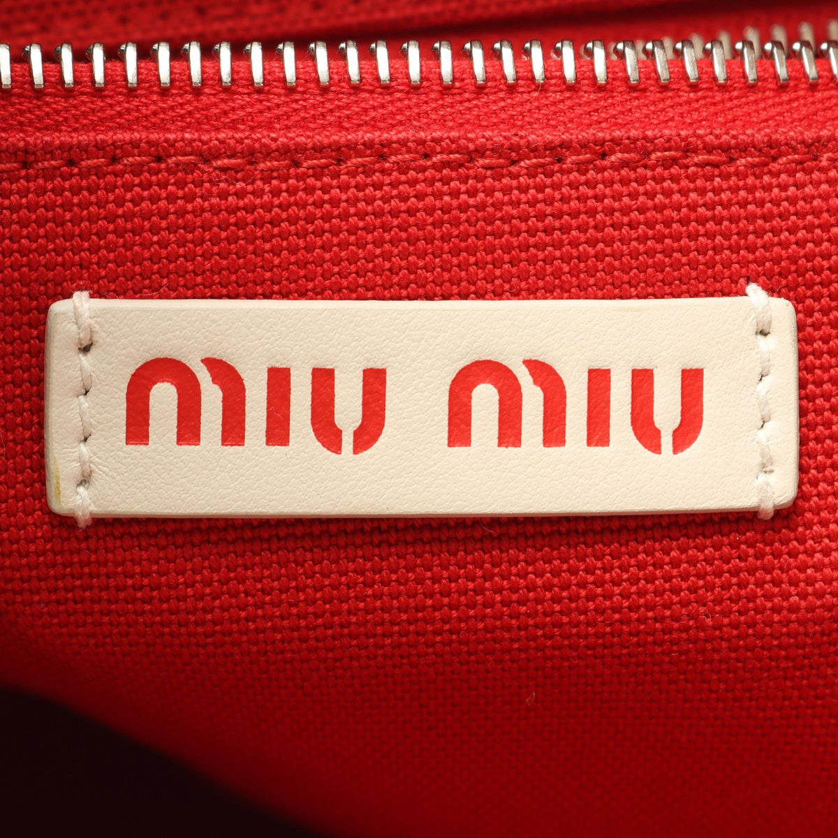 Preloved Miu Miu INTRECCIO 2WAY Handbag Red/White/Pink leather 5BA077 2120800036905